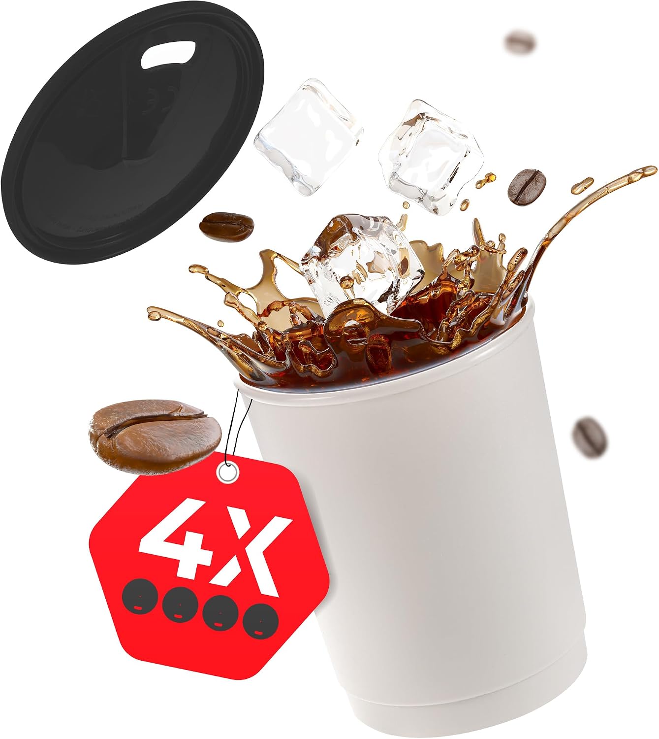Thermobecher: abwaschbar, 4er-Set, 330ml, grau