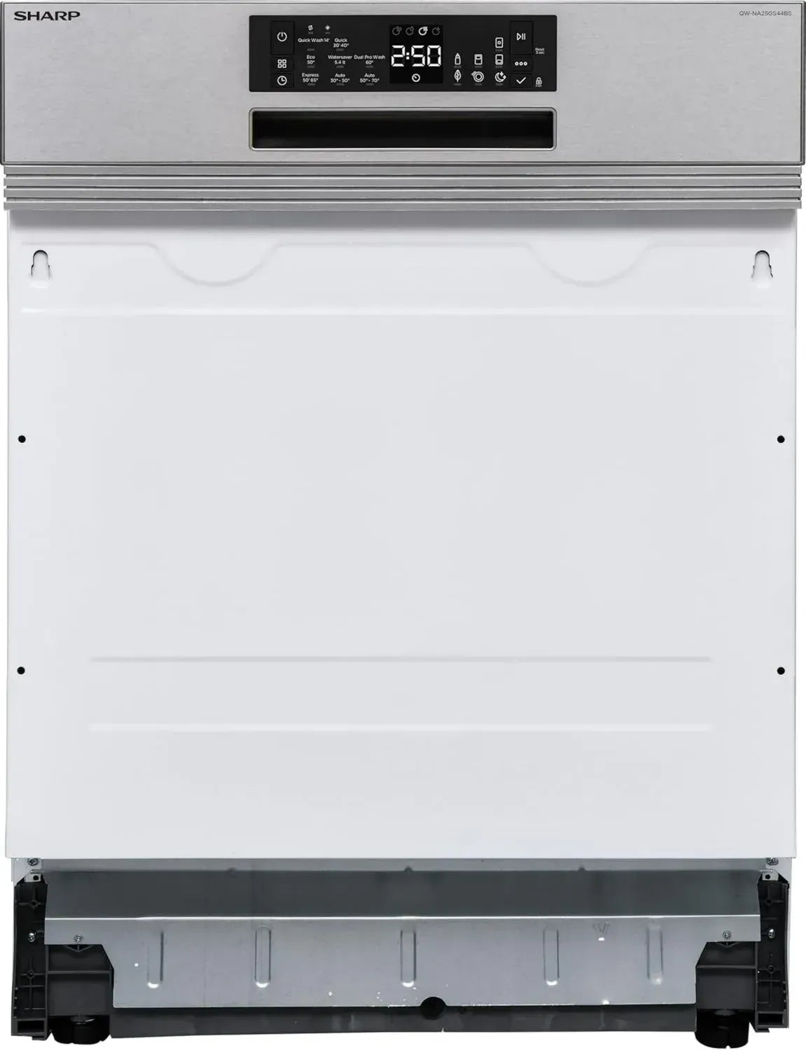 Sharp Geschirrspüler 60 cm, teilintegriert, 14 Maßgedecke, Inverter-Motor, 8 Programme, 14-Minuten-Kurzprogramm, Silber